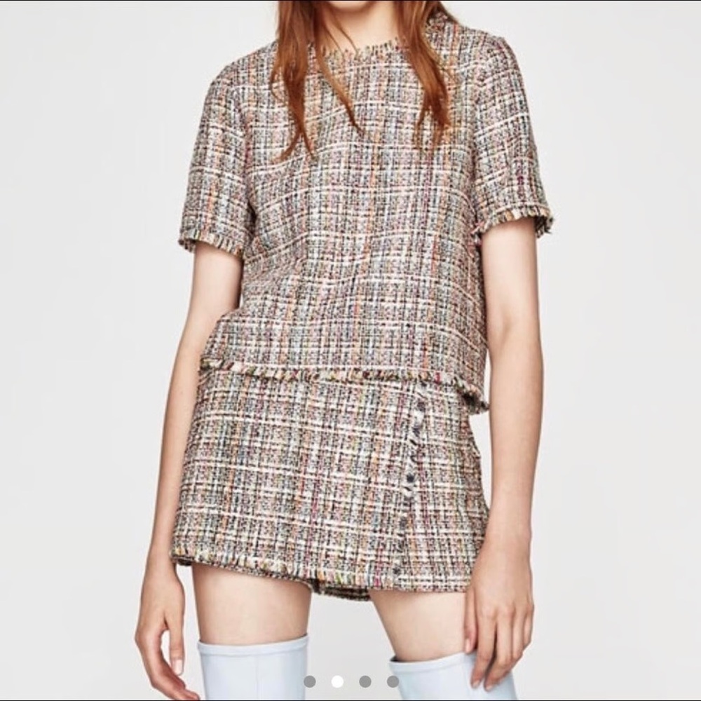 Zara Tweed Skort and Top Matching Set Size Medium